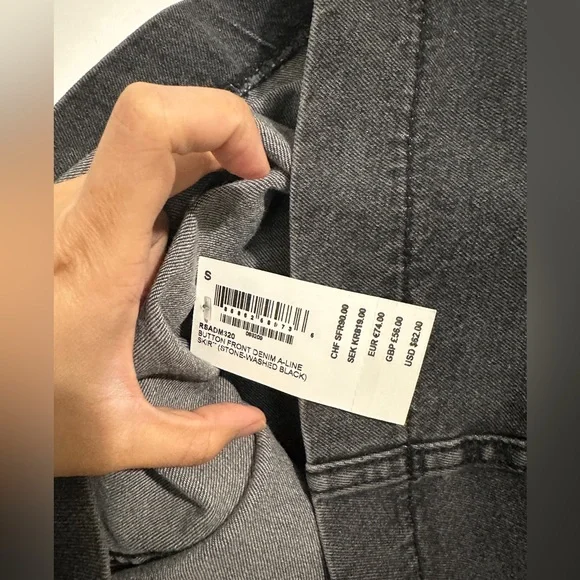 American Apparel Denim Button Front Mini Skirt Stone Washed Black Size S - Picture 7 of 7